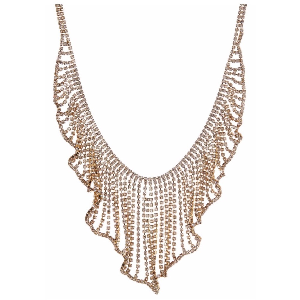 Elegant Gold Necklace with Crystal Accents